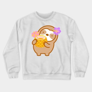 Cute Tropical Pineapple Drink Sloth Crewneck Sweatshirt